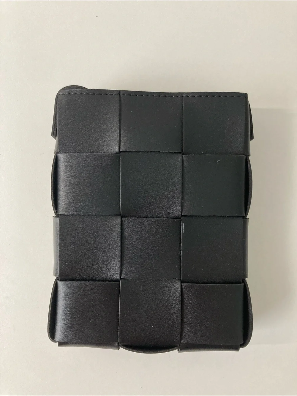 Woven Leather Men’s Belt Pouch - Black